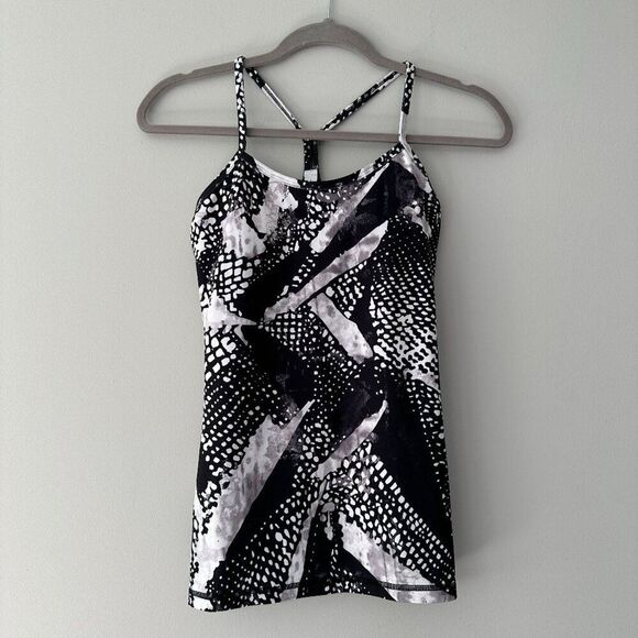 Lululemon Power Y Tank Womens 4 Black White Racerback Activewear Yoga Running - Picture 3 of 8
